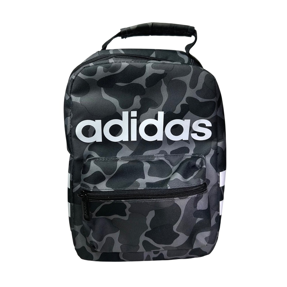 Adidas‎ Camouflage Insulated Lunch Bag Grey Black White Logo 3-Stripes Camo